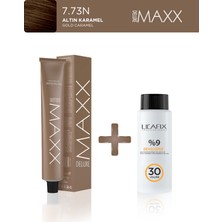 Maxx Deluxe Tüp Boya 60 ml - 30 V Oksidan 60 ml 7.73N Altın Karamel
