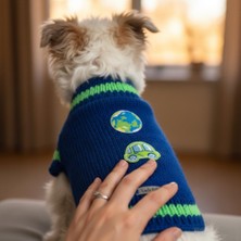 Lady Fify Kedi ve Köpek Için World Tour Mavi Kazak