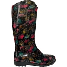 Emek Kadın Pembe-Sarı Desenli 35 cm Uzun Bahçe Yağmur Çizmesi EMK52108