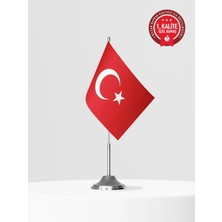 Bilsan Bayrak Türkiye Tekli Masa Türk Bayrağı Set - Saten Kumaş