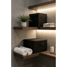 Luxway Home 1 Adet Kapaklı Kutu Siyah ve 1 Adet Destekli Hurç Siyah Seti Fonksiyonel Küçük Boy Saklama Ünitesi