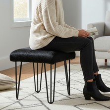 Ratemo Mobilya Siyah Peluş Kumaş Kare Puf – Modern & Şık Tasarım