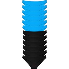 MTM My The Mall Giyim 12 Adet Eko Set Likralı Kadın Slip Külot Siyah Mavi