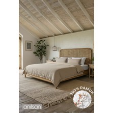 Anılsan Camelia King Düz Ranforce Nevresim Set- Bej %100