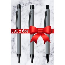 Promosyonik Metal 3'lü Gri Kalem Hediyelik Kalem (Isime Özel Baskı)