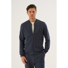 Dokulu Fermuarlı Bomber Ceket