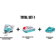 Total Set-1 (Total Lion Akülü Kömürsüz Dekupaj Testere TJSLI1008+LI-ION Batarya 20V 2.0 Ah TFBLI2001+AKÜ Şarj Cihazı TFCLI2001E)