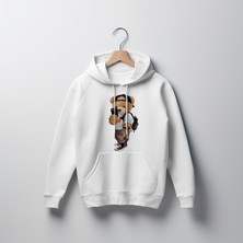 Teddy Ayıcık Baskılı Unisex Standart Fit Kapüşonlu Şardonlu Pamuklu Sweatshirt