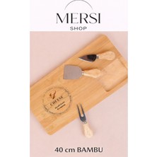 Mersi Shop 40 cm Bambu Peynir Kesme ve Sunum Tahtası Doğal Ahşap Servis Tablası