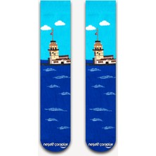 Neşeli Çoraplar Kız Kulesi Renkli Unısex Çorap