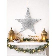 Parti Adresi Ramazan Temalı Gümüş Tel Yıldız Duvar & Kapı Süsü 30 cm