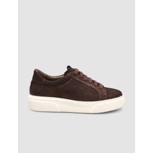 Monamae %100 Hakiki Süet Deri Kahverengi Kadın Sneaker
