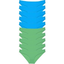 MTM My The Mall Giyim 10 Adet Süper Eko Set Likralı Kadın Slip Yeşil Mavi