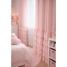 Perde Plus Kız Çocuk Odası Pudra Pembe Fırfırlı Tül Perde – Pastel Tasarım