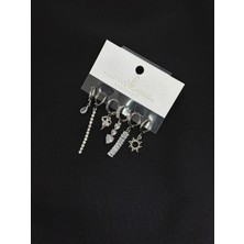 316L Çelik Gümüş Renk 6lı Küpe