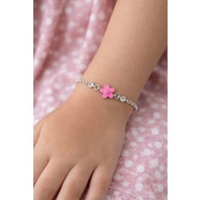 miraç gümüş takı atölyem 925 Ayar Gümüş Zirkon Taş Detaylı Mineli Çiçek Çocuk Bilekliği