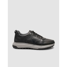 Cabani %100 Hakiki Deri Bağıcıklı Siyah Erkek Sneaker