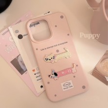 Lama Case Apple iPhone 14 / 13 Kılıf Pastel Pop Koleksiyonu Kabartmalı Sevimli Kedi Arkadaşlar Desenli Kapak
