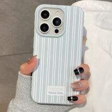 Lama Case Apple iPhone 14 / 13 Kılıf Soft Knit Pop Koleksiyonu Mist Blue Çizgili Tasarımı Kapak