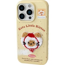 Lama Case Apple iPhone 12/ 12 Pro Kılıf Soft Knit Pop Koleksiyonu Kabartmalı Örgü Kedi Patch Desenli Kapak