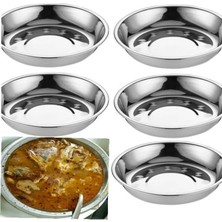 abnturk 6 Adet Paslanmaz Çelik Yemek Tabağı 17,5cm Yüksek Kenar Paça Tabak Yaşam Boyu Kullanım Garantili Çok