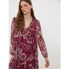 Lc Waikiki Yeni Sezon V Yaka Desenli Mini Elbise