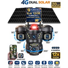 Sonreir AUREX ONE 4 Kameralı 4G Sim Kartlı Solar Güvenlik Kamerası 2 Güneş Panelli Dış Mekan Gece Görüşlü 6 Ay 12GB Data Kartı Dahil