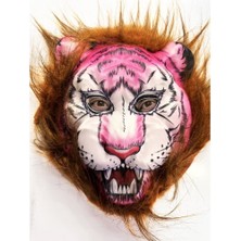 IL-Hanst Kahverengi Saçlı Pembe Yüz Peluş Kurt Kaplan Maskesi 26 No