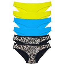 MTM My The Mall Giyim 6 Adet Likralı Kadın Slip Külot Leopar Sarı Mavi