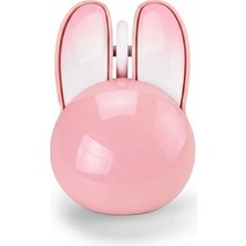 Najmaddin Tavşan Figürlü Kablosuz Mouse Pil Dahil Etiket Hediyeli Pembe