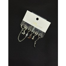 316L Çelik Gümüş Renk 6lı Küpe