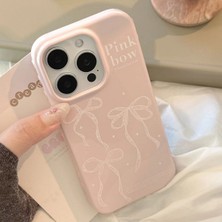 Lama Case Apple iPhone 12/ 12 Pro Kılıf Soft Knit Pop Koleksiyonu Pembe Fiyonklu Desenli Kapak