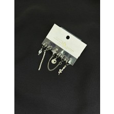 316L Çelik Gümüş Renk 6lı Küpe