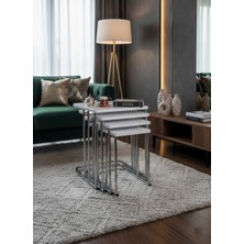 4'lü Tekerlekli Modern Zigon Sehpa