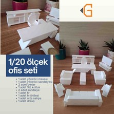Home 1/20 Ölçek Maket Diorama Ofis Mobilya Seti- Mimari, Iç Mimari Tefriş(Boyanabilir)