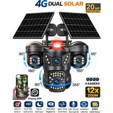 Sonreir AUREX ONE 4 Kameralı 4G Sim Kartlı Solar Güvenlik Kamerası 2 Güneş Panelli Dış Mekan Gece Görüşlü