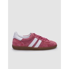 Cabani %100 Hakiki Deri Koyu Pembe Bağcıklı Kadın Sneaker
