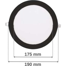 Huzur Elektrik 15W 6500K Beyaz Işık Sıva Altı Siyah Kasa Yuvarlak LED Panel