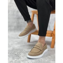 Beskar Signature BA0355 Bağcıksız Keten Hardal Klasik Corcik Erkek Ayakkabı