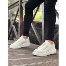 Beskar Signature BA0310  Kalın Yüksek Taban Fermuarlı Beyaz Erkek Ayakkabı