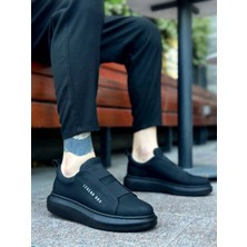 Beskar Signature BA0307  Kalın Yüksek Taban Çift Bant Siyah Erkek Ayakkabı