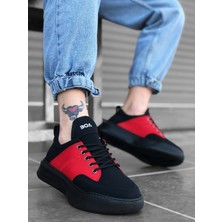 Beskar Signature BA0163 Bağcıklı Erkek Yüksek Taban Siyah Kırmızı Spor Ayakkabı
