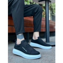 Beskar Signature BA0307  Kalın Yüksek Taban Çift Bant Siyah Beyaz Erkek Ayakkabı