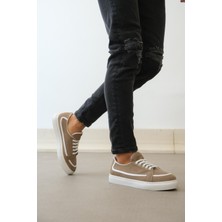 Beskar Signature BA0351  Bağcıklı Deri Tozu Günlük Vizon Renk Spor Ayakkabı