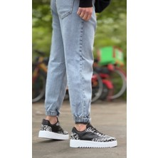 Beskar Signature BA0802  Gotik Desenli Siyah Beyaz Yüksek Taban Erkek Günlük Ayakkabı