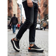 Beskar Signature Siyah Turuncu Detaylı Paraşüt Kumaş Erkek Sneaker - Yumuşak Tabanlı Outdoor Ayakkabı BA0801