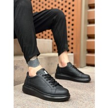 Beskar Signature BA0423  Kalın Siyah Yüksek Taban Siyah Bağcıklı Spor Erkek Ayakkabı