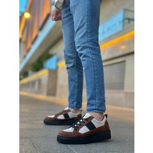 Beskar Signature BA0804  Yüksek Siyah Taban Kahve Detaylı Bağcıklı Erkek Ayakkabı