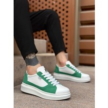 Beskar Signature BA0423  Kalın Yüksek Taban Beyaz Yeşil Bağcıklı Spor Erkek Ayakkabı