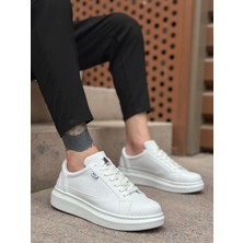 Beskar Signature BA0423  Kalın Yüksek Taban Beyaz Bağcıklı Spor Erkek Ayakkabı